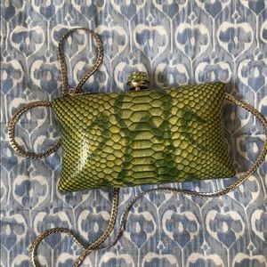 Lorren bell green snakeskin evening bag clutch